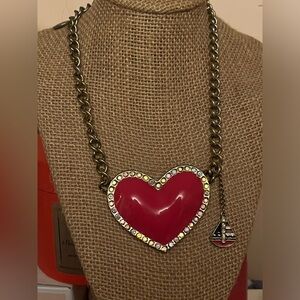 Betsey Johnson Large Enamel Heart Choker w/ AB
Rhinestones & sailboat charm.